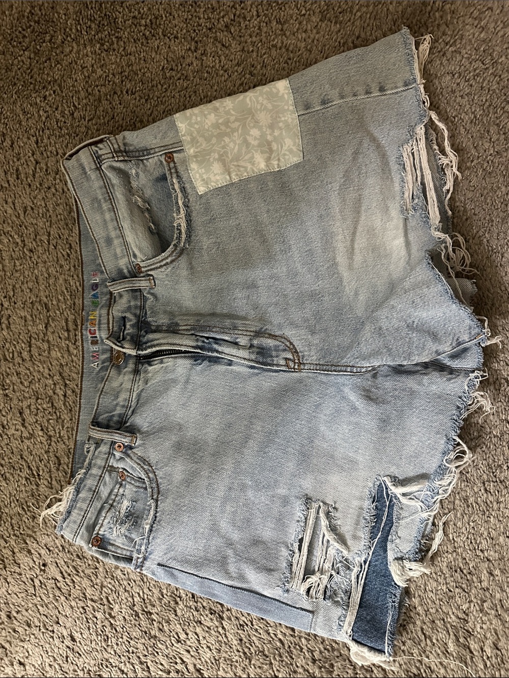 American Eagle Outfitters Light Blue Distressed Denim Cutoff Shorts